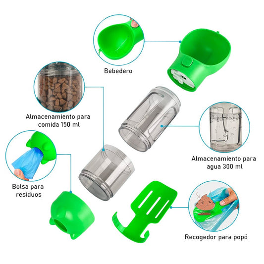 Botella Portátil 4 en 1 para Mascotas
